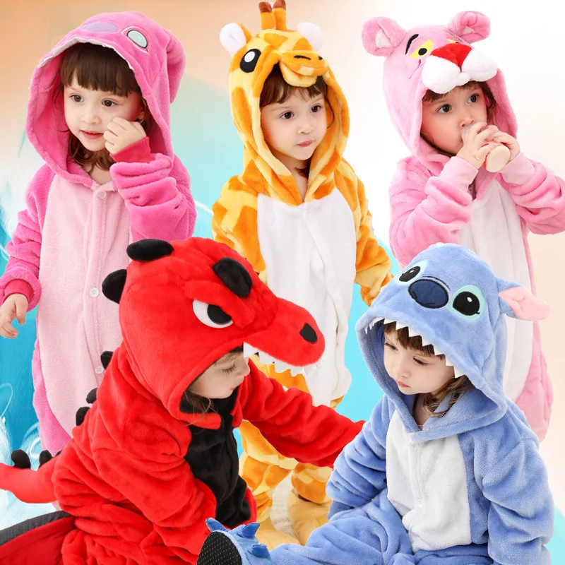 Pyjama licorne animaux 6 Style pour enfants | Pyjama de flanelle, vêtements mignons pour garçons et filles, barboteuse à capuche, vêtements de nuit pour 4-6-8-10-12 ans