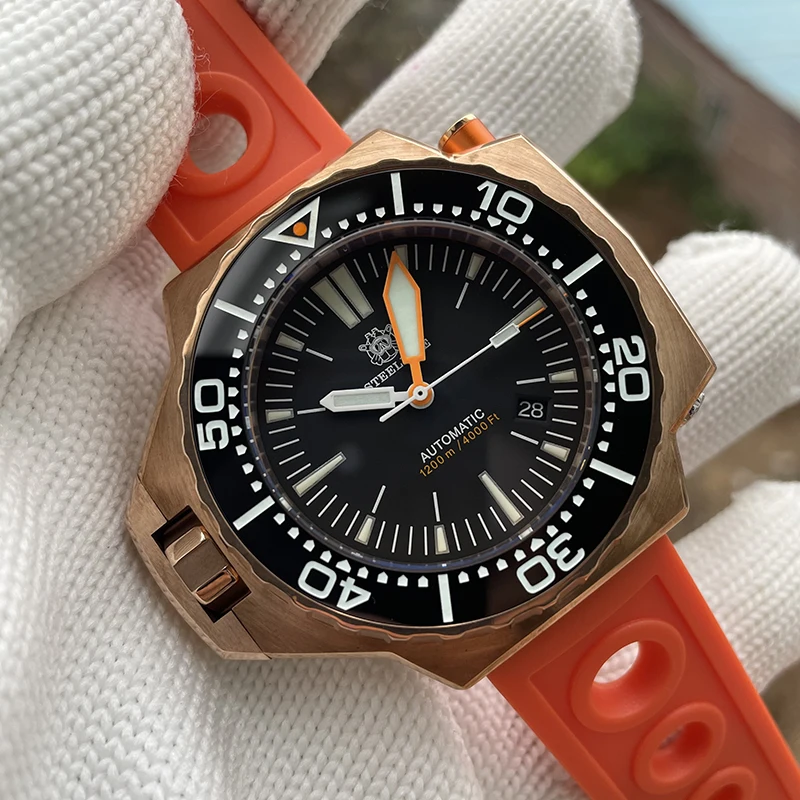 

Мужские часы для дайвинга Steeldive, Мужские автоматические часы, бронзовые механические наручные часы 1200 м, водонепроницаемые светящиеся сапфировые керамические часы C3