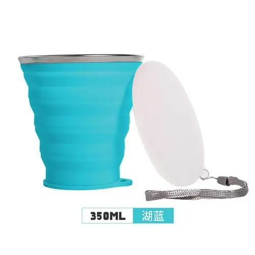 350 ml Dark Blue 1 шт. для поездок, портативный складной силиконовый телескопический складной кофейный чай кружки с крышками Tazas для спорта на открытом воздухе кемпинга - Цвет: 350 ml Dark Blue