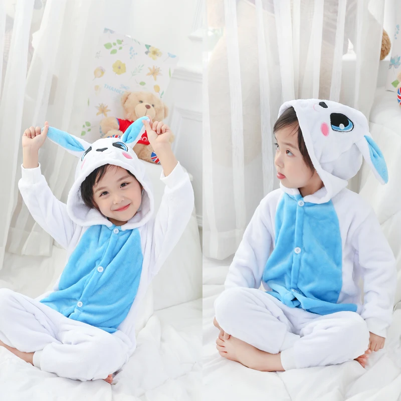 Зимние пижамы кигуруми для мальчиков и девочек; комбинезон с единорогом и аниме-животными; детская одежда для сна; фланелевый теплый комбинезон; детские пижамы - Цвет: L031