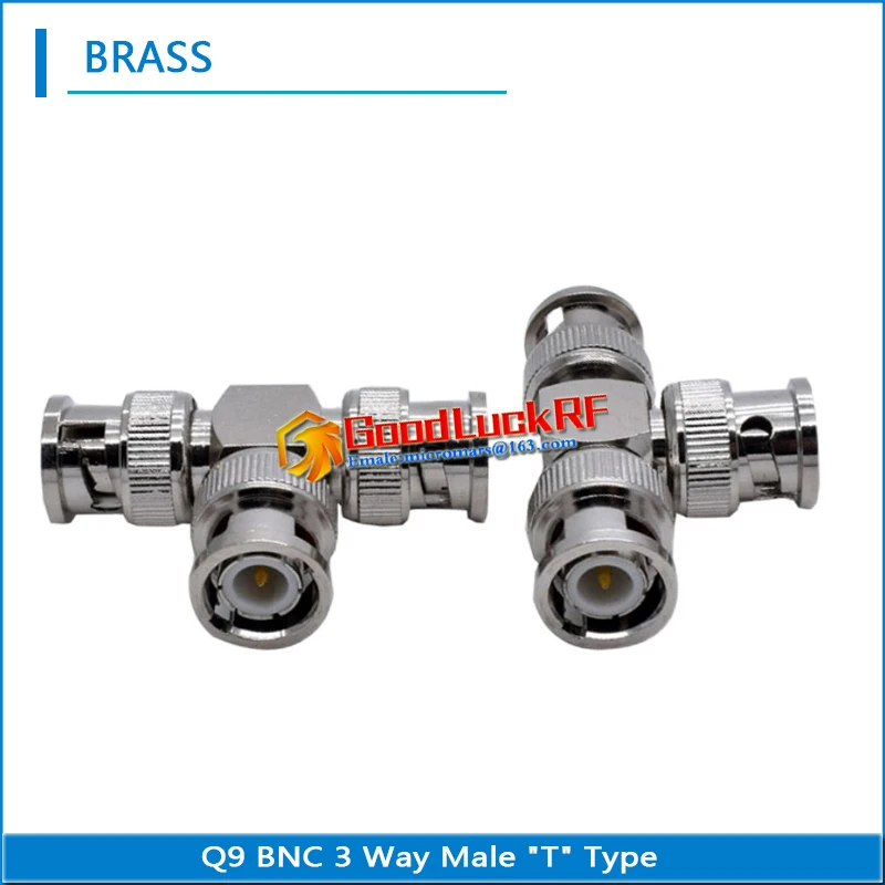 

3 Three Q9 BNC Male To 2 Dual BNC Male BNC 3 Way Splitter Socket Type T Nickel RF Video Coaxial Connector for CCTV Camera