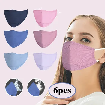 

Adult Women Stripe Print Safet Reusable Cotton Protect Washable Face Mask 6PCS Safety Fashion Designer Women Men Mouth Masks
