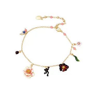 

Simple Cute Hand Painted Enamel Flower Tassel Charms Bracelets Chic Plant Beaded Adjustable Chain Bracelet for Women 2020 SL019