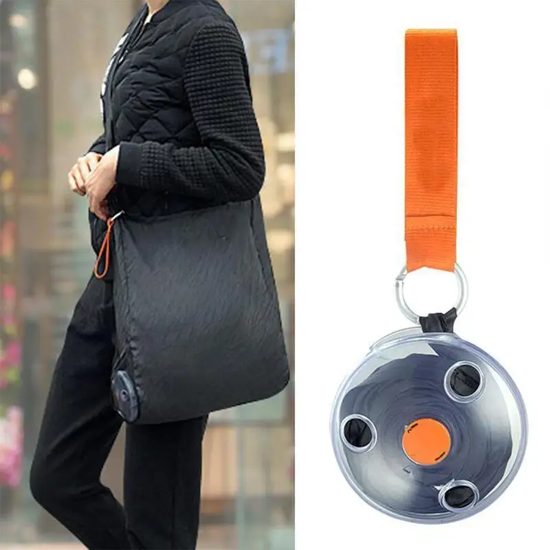

Portable Tote In Pouch Reusable Folding Eco Shopper Shopping Shoudler Bags Organizer with Carabiner Home Storage Bags