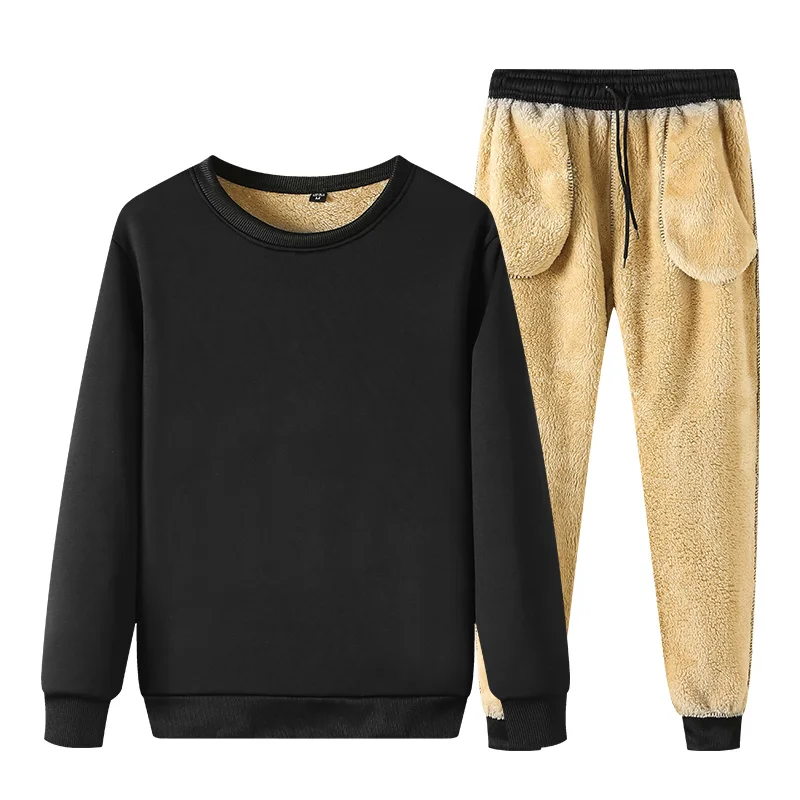 Winter Thick Warm Fleece Men's Tracksuit Sets 3 Piece Hooded Jacket+Sweatshirt+Pants Casual Male Set Sportswear Sweat Suits
