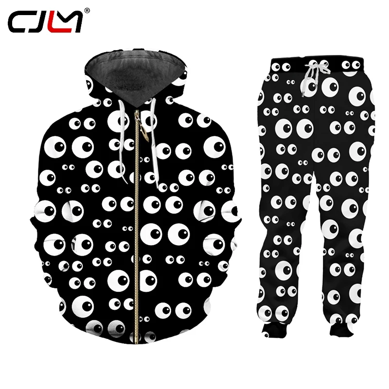 CJLM New Men/Women Casual Tracksuit Tops 3d Men Clothing Eyeball Custom Unisex  Oversized Zip Up Hoodies Pullovers Couple Suit