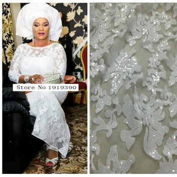 

Nigerian Lace Fabrics in sequines Dress Material paillette sequin fabric 2020 high quality African sequin mesh fabric M15571
