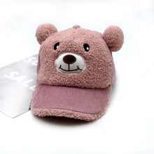 SUEF/Новинка, детская бейсболка, осень и зима, новые мужские и женские кепки с колокольчиками, вельвет, мультяшный медведь, теплая шапка для младенца