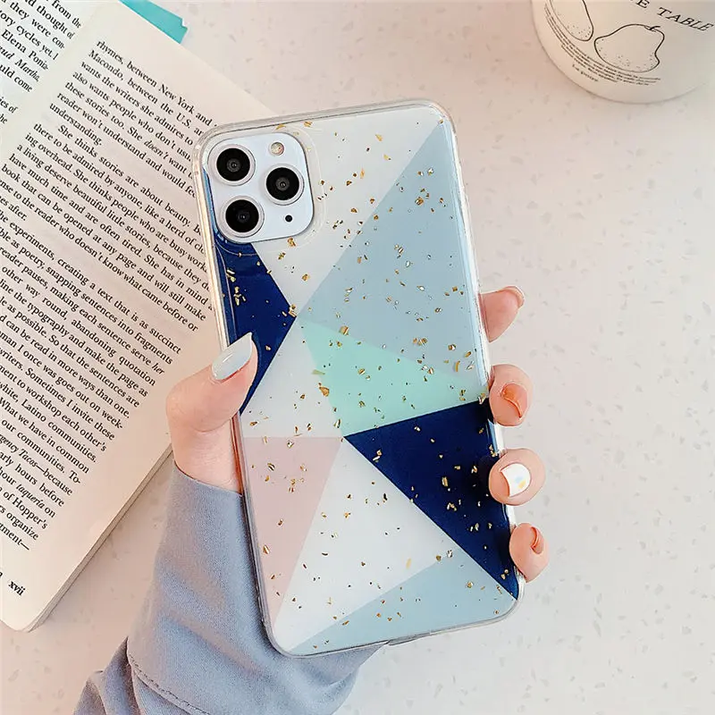 Золотой порошок геометрический граффити чехол для телефона для iPhone 11 Pro Max XR XS Max 6 6S 7 8 Plus X Мягкая эпоксидная задняя крышка для iPhone 11