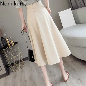

Nomikuma New Arrival A Line Skirt High Waist Back Zipper Solid Color Elegant OL Skirts Women Korean Fashion Faldas Mujer 3a298
