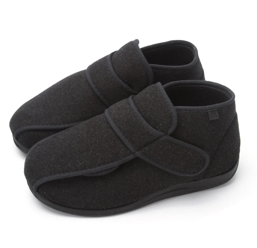 KNCOKAR/зимняя обувь с высоким голенищем; обувь для диабетиков; косточка на большом пальце; деформация жира; широкая стопа; марлевые пластыри; z0010 - Цвет: Черный