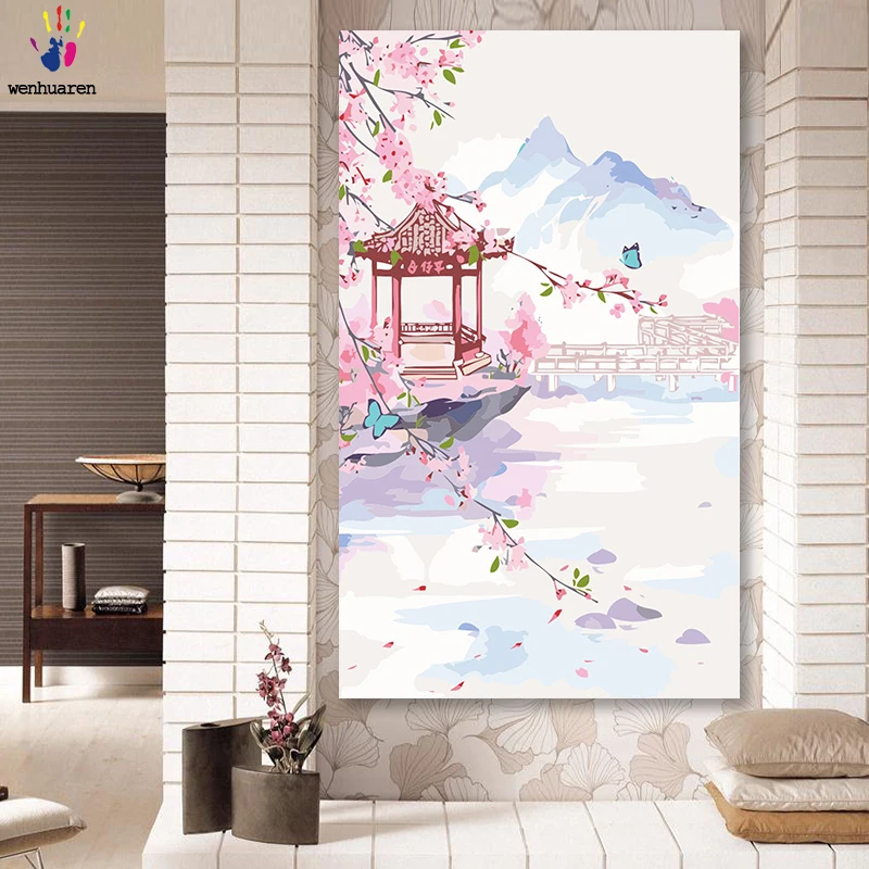 

5d new DIY colorings pictures by numbers with colors Chinese style scenery picture drawing painting