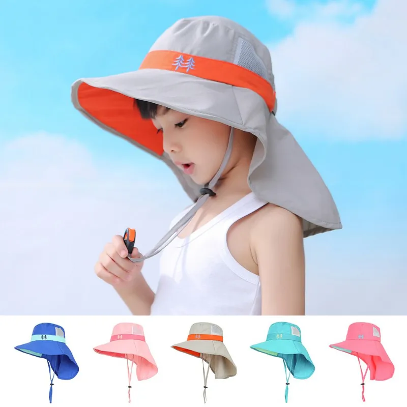 SPF 50+ Wide Brim Children Beach Hat Kids Bucket Cap Summer Beach Girls Travel Outdoor Cute Casual Sun Hats beach hat
