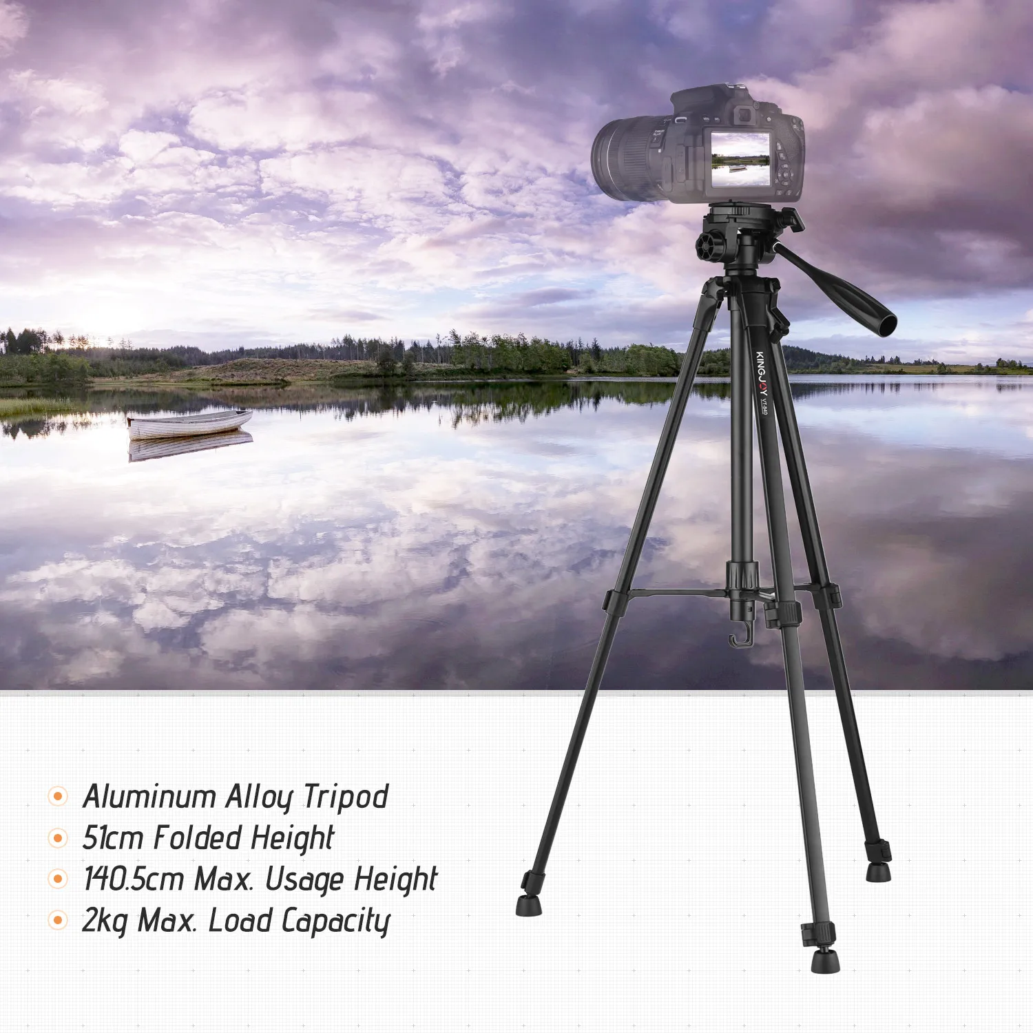 KINGJOY VT-840 Портативный штатив-подставка для камеры аксессуары с быстросъемной пластиной средней оси сумка для переноски
