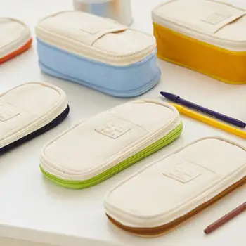 

Large Capacity Canvas School Pencil Case Pen Box Stationery Storage Zipper Bag