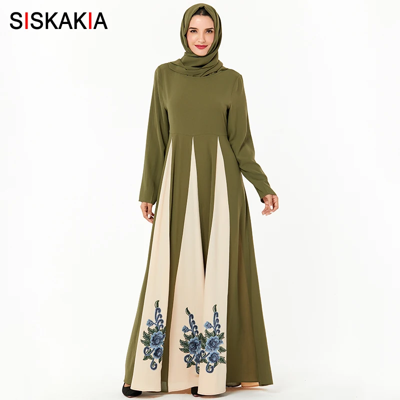 Siskakia Dubai Dress Fashion Feather Lace Embroidery Muslim Abaya