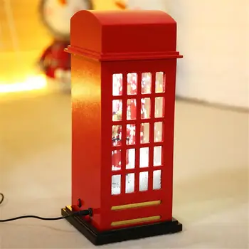 

Bus London Phone Booth Light LED Night Light Lighted Music Snow Decoration Battery Phone Booth Glowing USB Powered Santa Claus
