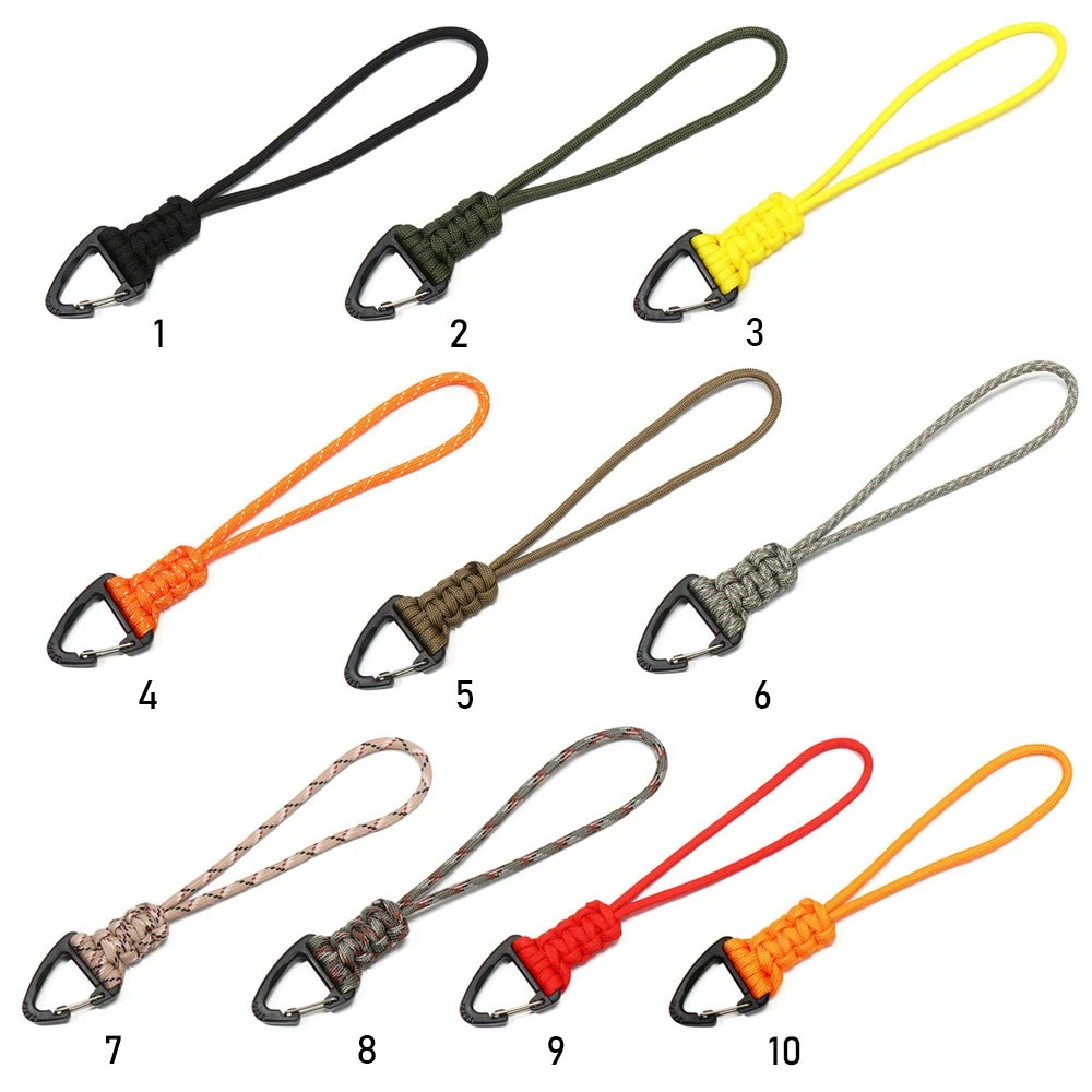 1PC 19 Styles Paracord Keychain Military Braided Nylon Lanyard With Metal  Triangle Buckle High Strength Parachute Cord Carabiner