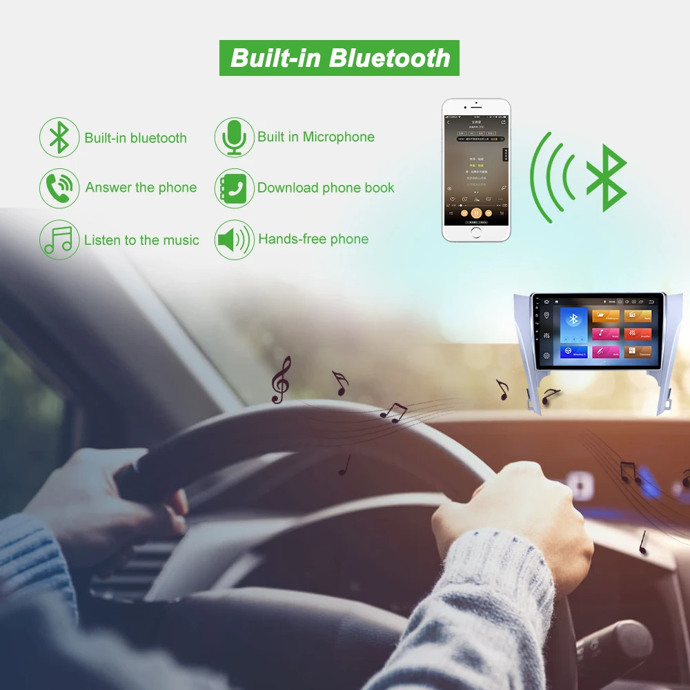 Bonroad 10,1 дюймов 2.5D ips экран для Toyota Camry 2012- Автомобильный DVD gps навигация Радио Видео Аудио плеер с RDS SWC