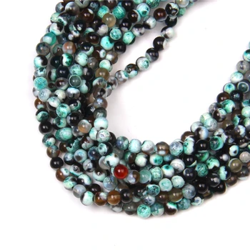 

Loose round dyed Natural green fire agates beads 4mm small agates bead for finding jewelry making handmade bracelet necklace diy