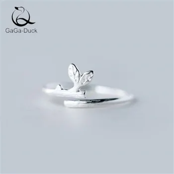

New Fashion Jewelry Simple Leaf 925 Sterling Silver Popular Cute Branch Temperament Women Opening Rings R194