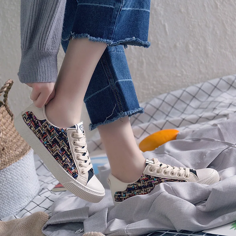 

2018 Autumn New Style Canvas Shoes Women's Korean-style Versatile Fashion Low Top Flat Lace-up Students Casual Board Shoes WOMEN