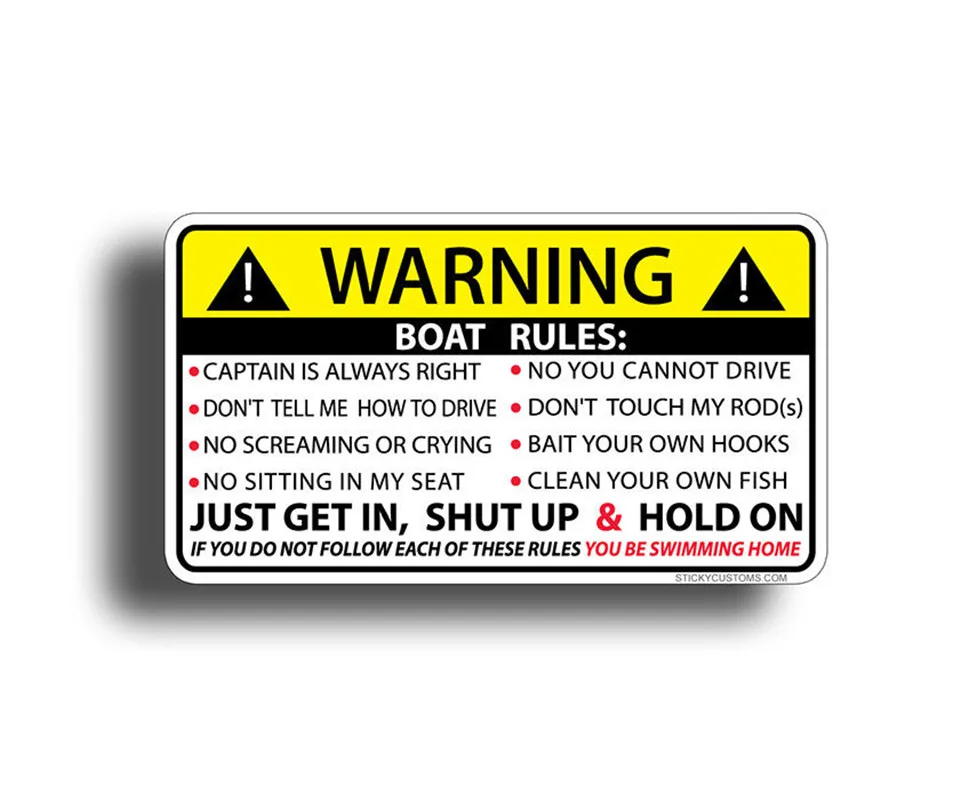 FunBoatRulesWarningStickersBoatingDashLabelPanelOEMGraphics