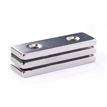 

60x20x5mm Hole Strong Magnet Rectangular Rare Earth Permanent Magnet Ndfeb Magnetic Steel Small Magnet With 2 Sink hole