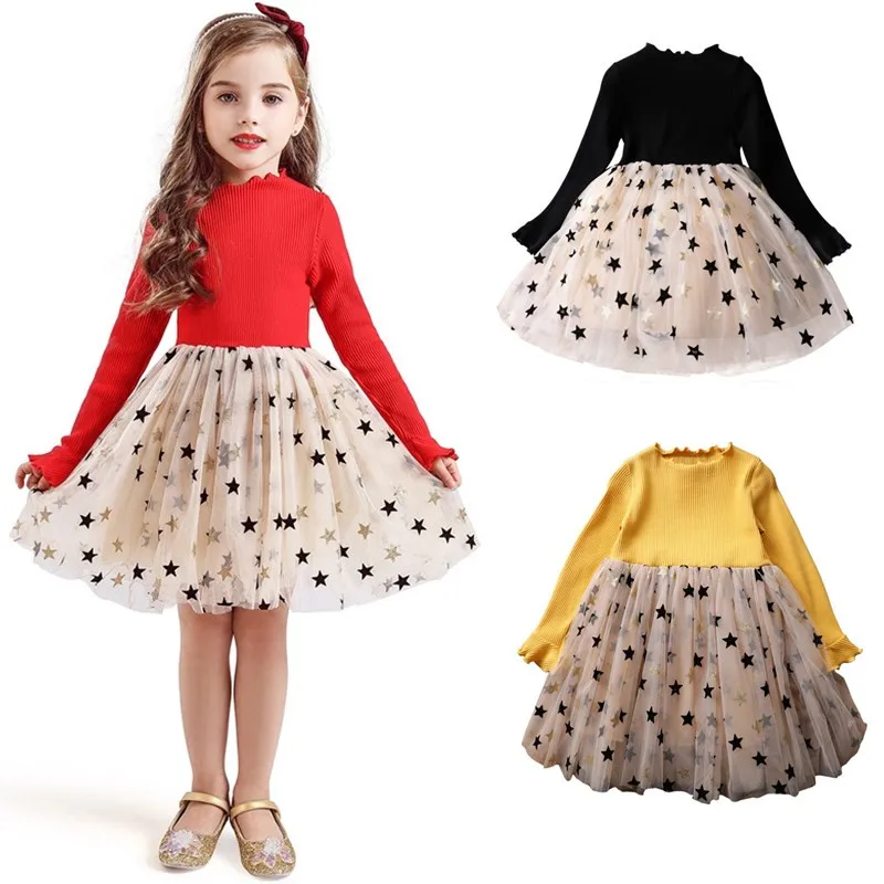 Красное Новогоднее зимнее платье для маленьких девочек; детское платье-пачка принцессы для рождественской вечеринки; одежда с длинными рукавами для девочек; повседневная одежда; Vestidos
