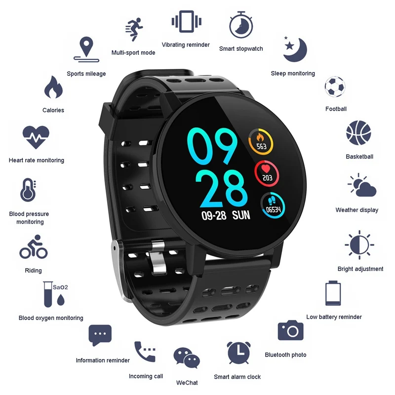 

Bluetooth Smart Watch Men Women Smart Bracelet Heart Rate Blood Pressure Fitness Tracker Watch Wristband for Android IOS Phone