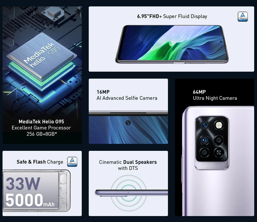 the latest infinix phone Global Version Infinix Note 10 Pro NFC Support 5000 Battery 33W Super Charge 6.95'' Display Smartphone Helio G95 64MP Camera infinix new model mobile