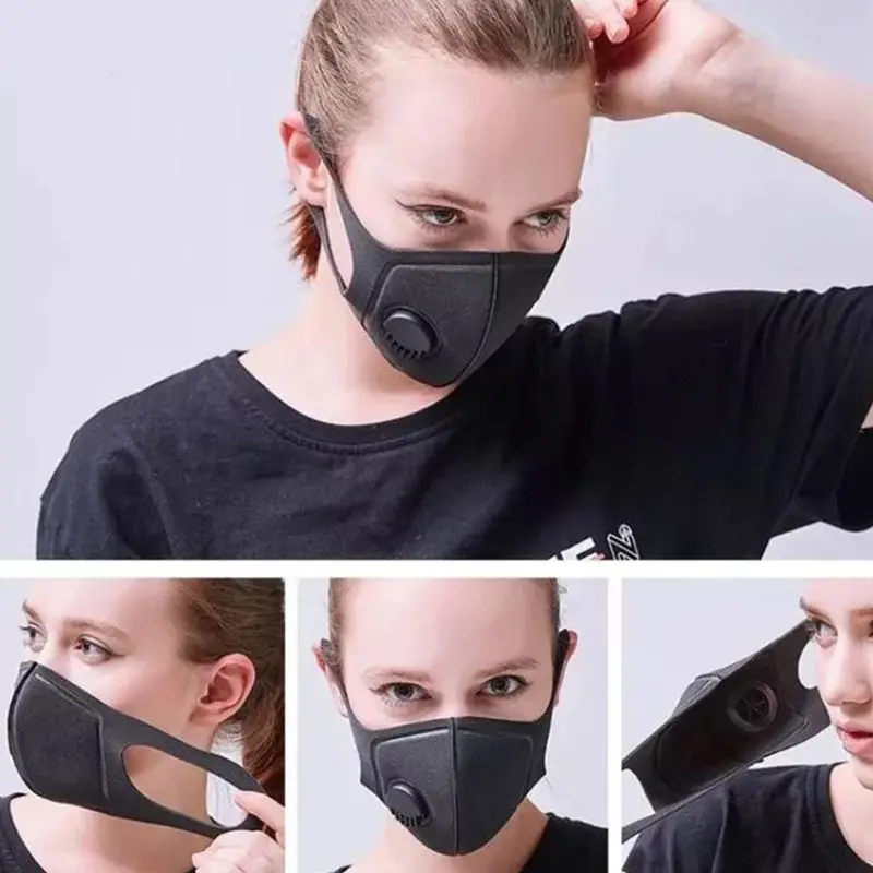 Черный унисекс респиратор пыли PM2.5 дышащий фильтр клапан маска моющаяся
