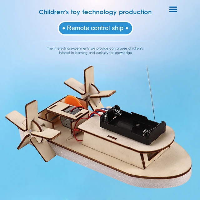 Science Invention Experiment Material Kids Toys DIY Remote Control Paddle Wheel Ship Model Kids Students Science Experiments Ki 1