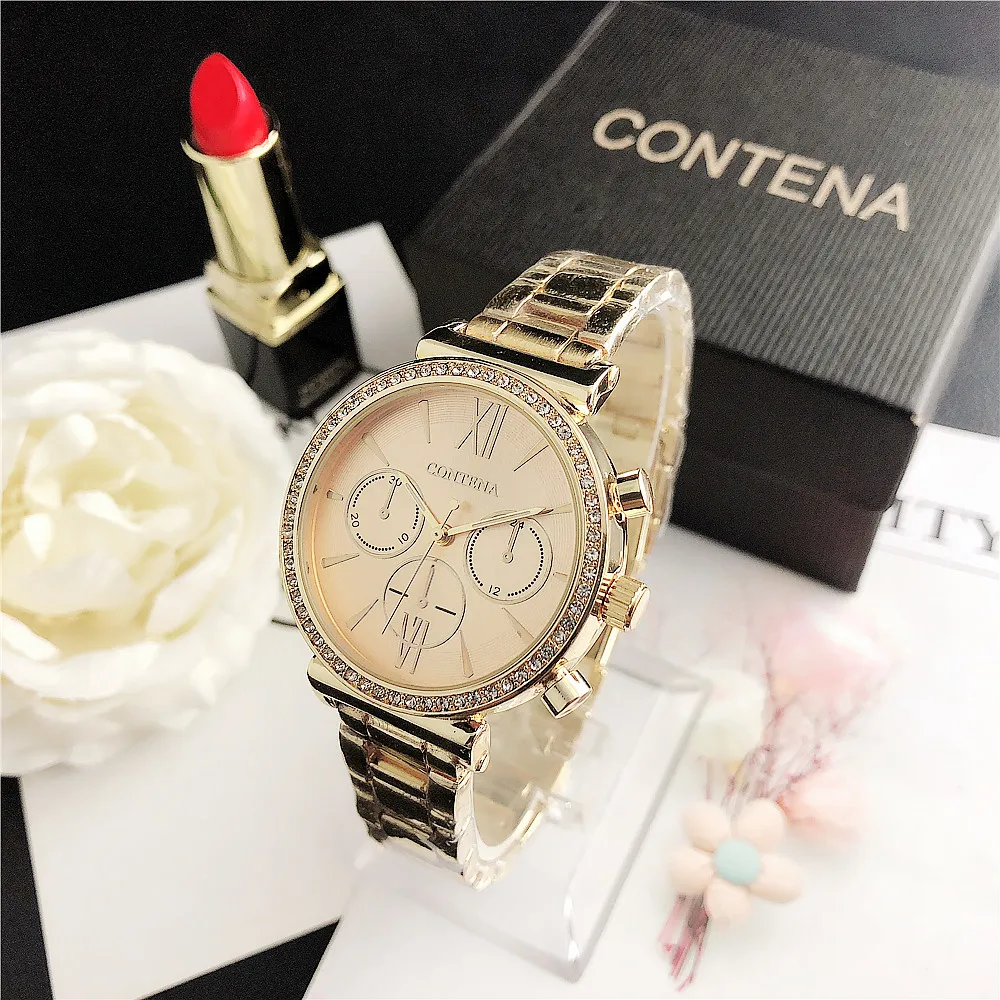 CONTENA модные часы-браслет из серебристого золота Женские часы из нержавеющей стали reloj mujer красивые роскошные часы женские часы