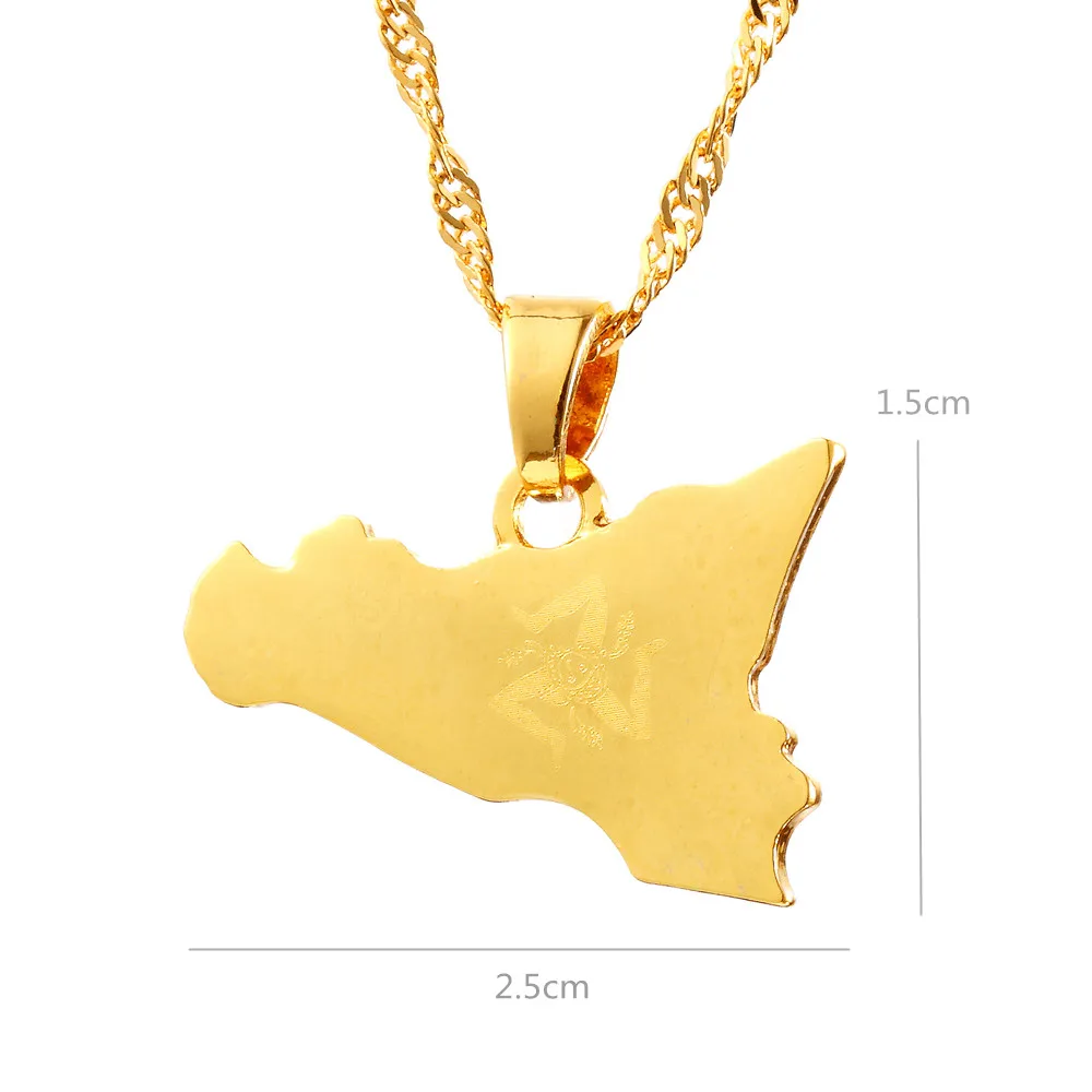 Ethlyn Италия Sicily карта ожерелье женский модный Шарм Подвеска золотого цвета колье итальянские украшения подарки P183