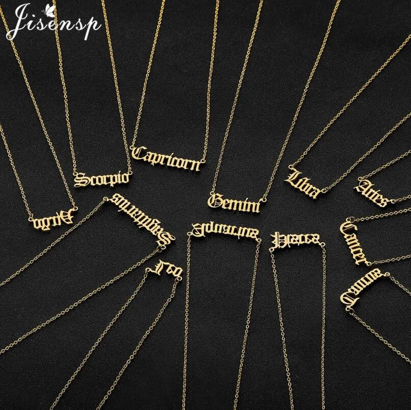 Stainless Steel Zodiac Sign 12 Constellation Pendant Necklace