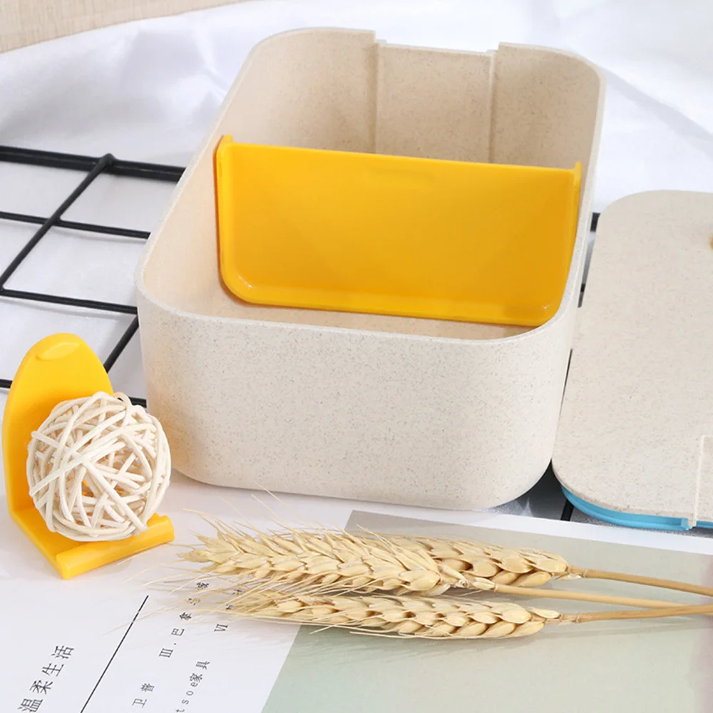 

800ml Healthy Material Lunch Box Leak Proof Lunch Box Children's Portable Camping Food Box Wheat Straw Bento Boxes