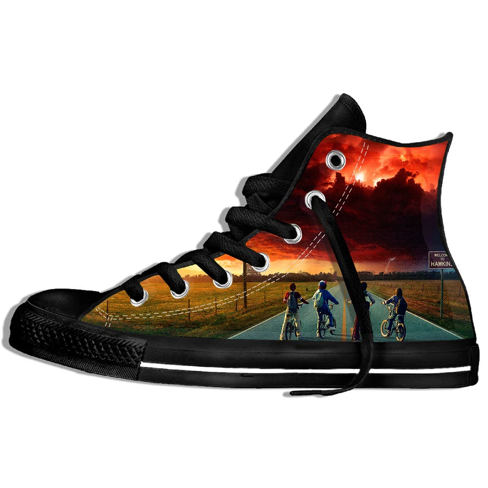 

2019 Fashion Stranger Things Print Funny Men Sneakers 3D Character Design Mens Casual shoes Summer Hipster High-top loafers