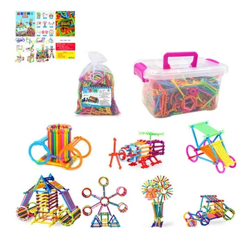 

Assembling Educational Toy With Geometric Figures For Children DIY Creative Intelligence Sticks Building Blocks Learning Toys