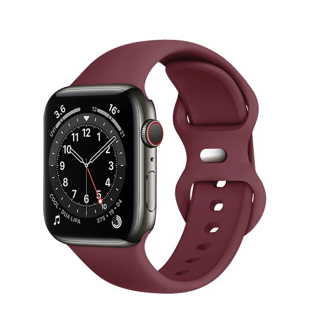 Silicone Sport Band For Apple Watch Series Se 6 543 44mm 40mm Smart Bracelet Watchband Pin Tuck Strap on iWatch 7 38mm 42mm 41mm 19 Wine Red Colour