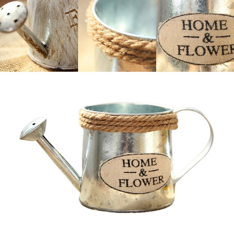 

Vintage Succulent Planting Pots Handicraft Watering Flower Pot Iron Art Flower Bucket Home Balcony Decoration