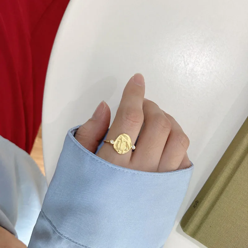 

European American vogue contracted individual character sterling silver 925 women's gold and silver openings adjust ring jewelry