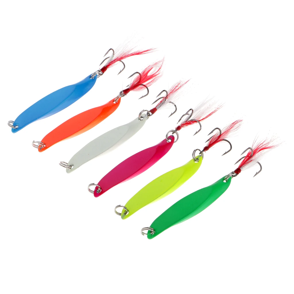 6Pcs Mix Color Fishing Spoon Lure Swim Bait Artificial Trout Lures 7/14/24g for Perch Snakehead Her