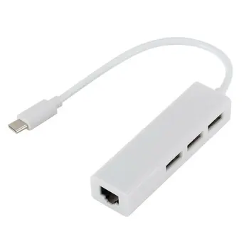

Type C To Rj45 Usb2.0 Network Card With Hub Type-C 100M Network Card Usb-C To Hub High Speed Data Transfer