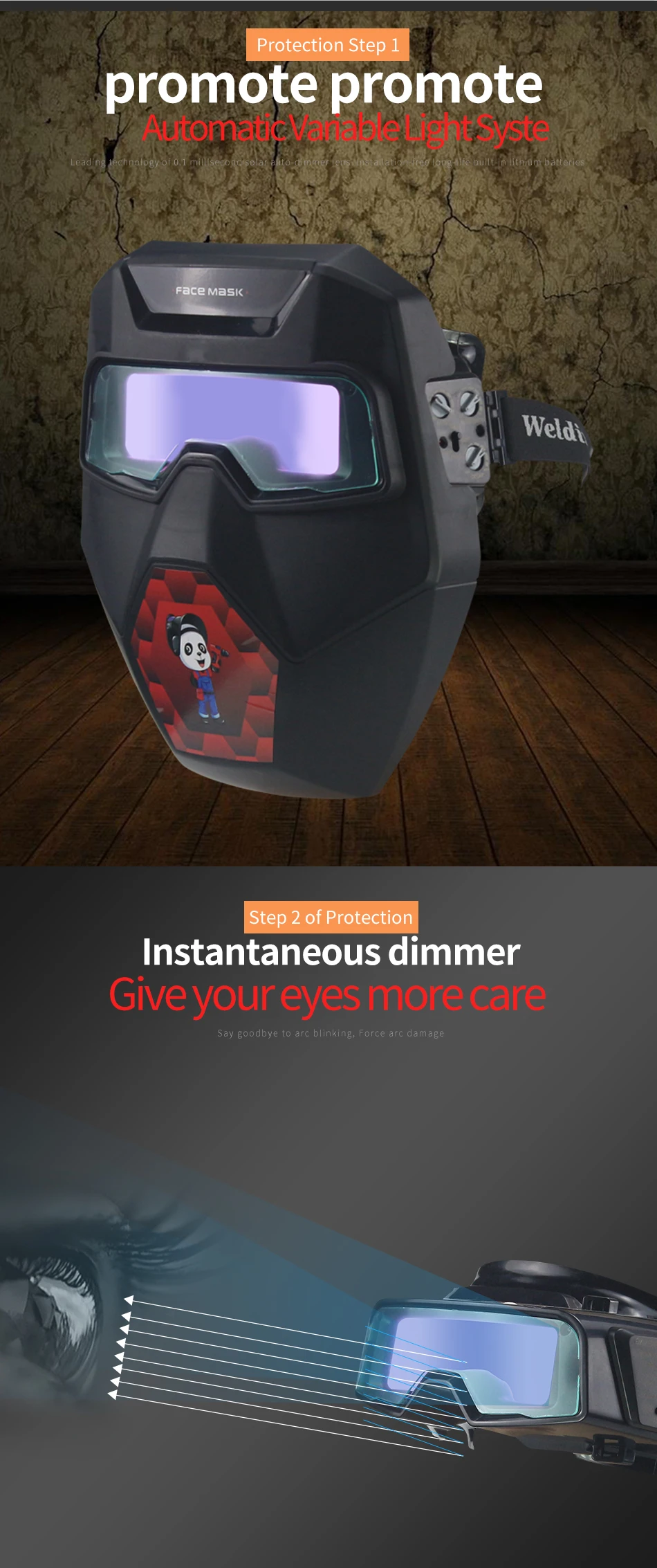 Outside Control Solar Auto Darkening Welding Glasses Welder Mask Welding Helmet With Shade eara Din9-Din13