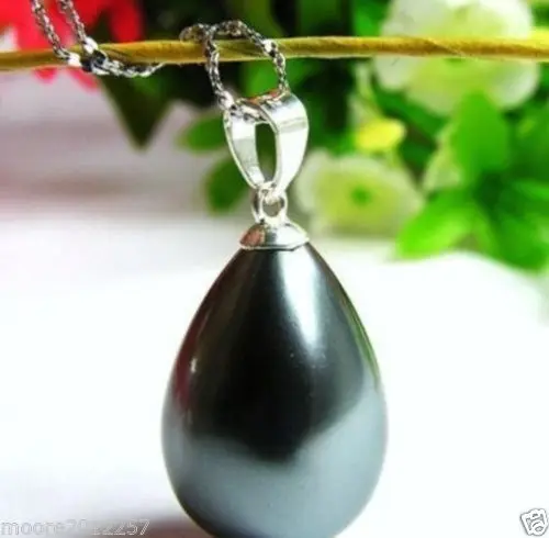 Free &gt&gt 12x16mm South sea Black Shell Pearl teardrop Pendant Necklace | Украшения и аксессуары