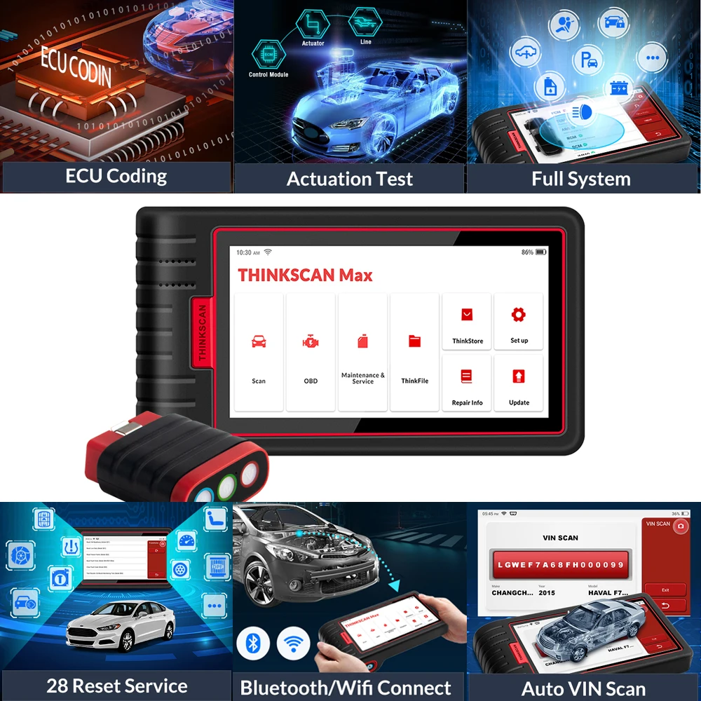 US $349.96 Thinkcar Thinkmax Full System Diagnostic Scan Tool OBD2 Scanner With 16 Reset Funtions Free Update Lifetime PK Launch CRP909E