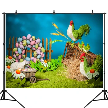 

Easter Photography Backdrops Chicken Grass Children Newborn Baby Shower Birthday Party Spring Flower Photo Background
