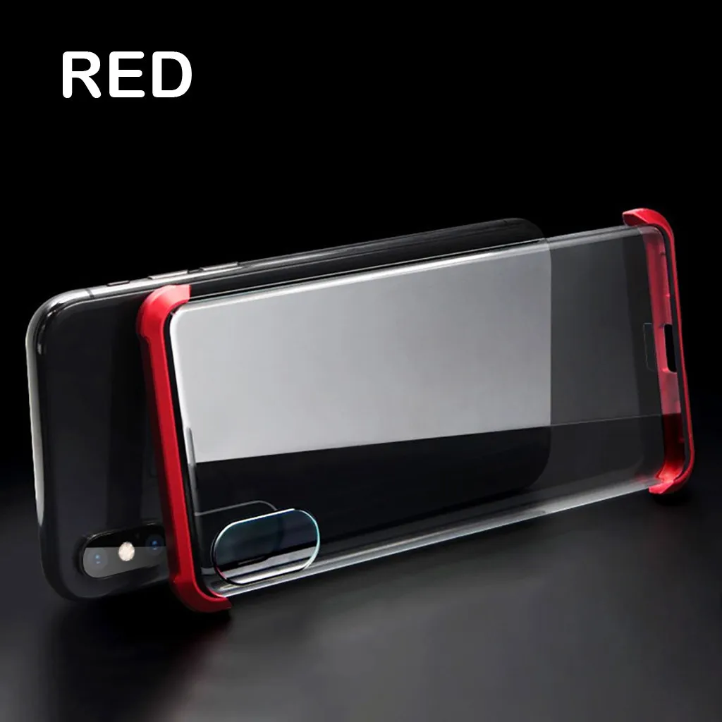 RD Роскошный Жесткий матовый чехол для iPhone7P/8 Plus Магнитная Адсорбция и прозрачное закаленное стекло задняя крышка устойчивый к царапинам чехол для телефона - Цвет: RD