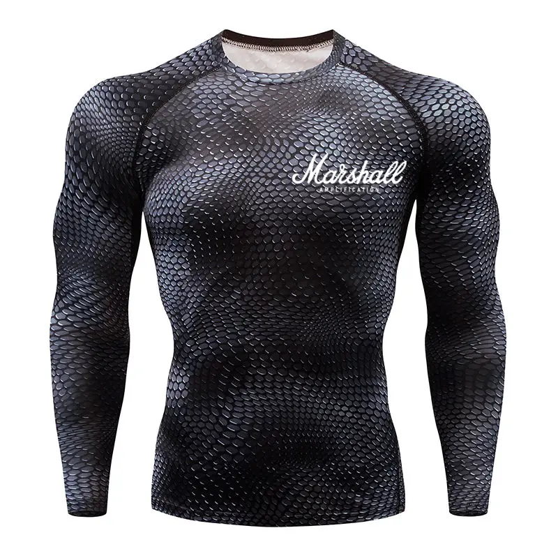 3D быстросохнущая Rashgard рубашка для бега мужские обтягивающие с длинным рукавом Футболка для спортзала Фитнес Топ Спортивная рубашка мужская футболка